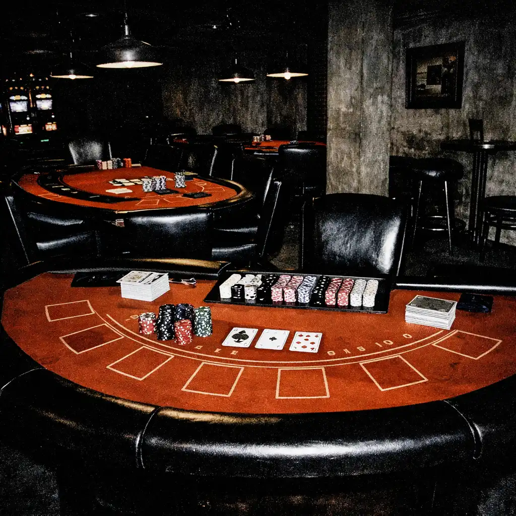 Kaszinó lounge póker és blackjack asztalokkal